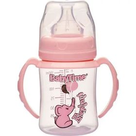 Baby Time BT078 Pembe Geniş Ağız Kulplu Biberon