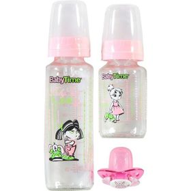 Baby Time Pembe 3'lü Cam Biberon Set