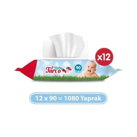 Baby Turco 12x90 Yaprak Alkolsüz Islak Bebek Havlusu