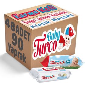 Baby Turco 24x90 Klasik 24x90 Beyaz Sabun 48'li Karma Islak Havlu Mendil