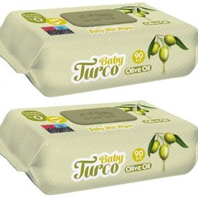 Baby Turco 2x90 Adet 180 Yaprak Zeytinyağlı Plastik Kapaklı Islak Havlu Mendil