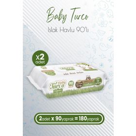 Baby Turco 2x90 Adet 180 Yaprak Zeytinyağlı Plastik Kapaklı Islak Havlu Mendil