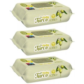 Baby Turco 3x90 Adet 270 Yaprak Zeytinyağlı Plastik Kapaklı Islak Havlu Mendil