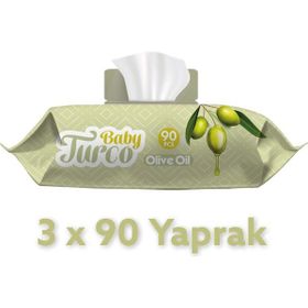 Baby Turco 3x90 Adet Zeytinyağlı Bebek Islak Havlu