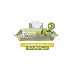 Baby Turco 3x90 Adet Zeytinyağlı Bebek Islak Havlu