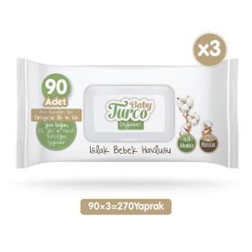 Baby Turco 3x90 Yaprak Doğadan Islak Bebek Havlusu