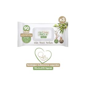 Baby Turco 3x90 Yaprak Doğadan Islak Bebek Havlusu