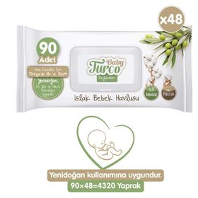 Baby Turco 48x90 Yaprak Doğadan Islak Bebek Havlusu