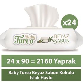 Baby Turco Beyaz Sabun Kokulu 24x90 Adet Islak Bebek Havlusu
