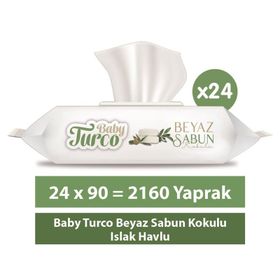 Baby Turco Beyaz Sabun Kokulu 24x90 Adet Islak Havlusu