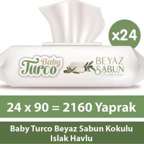 Baby Turco Beyaz Sabun Kokulu 24x90 Adet Islak Havlusu