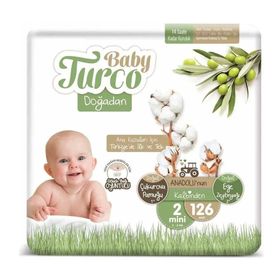 Baby Turco Doğadan No:2 Mini 126 Adet Bebek Bezi