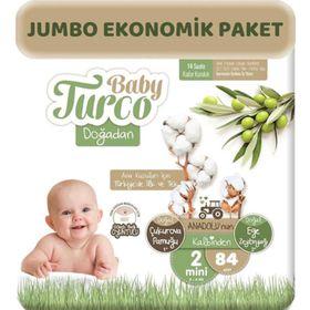 Baby Turco Doğadan No:2 Mini 84 Adet Bebek Bezi