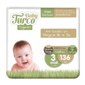 Baby Turco Doğadan No:3 Midi 136 Adet Bebek Bezi