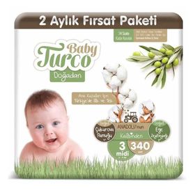 Baby Turco Doğadan No:3 Midi 340 Adet Bebek Bezi