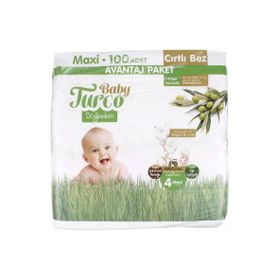 Baby Turco Doğadan No:4 Maxi 100 Adet Bebek Bezi