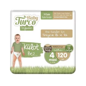 Baby Turco Doğadan No:4 Maxi 120 Adet Külot Bebek Bezi