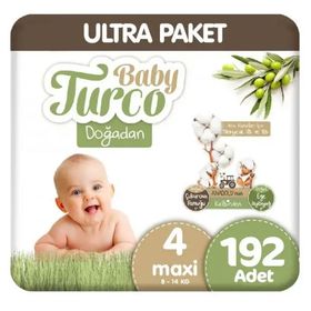 Baby Turco Doğadan No:4 Maxi 192 Adet Bebek Bezi
