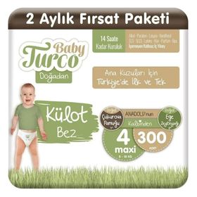 Baby Turco Doğadan No:4 Maxi 300 Adet Külot Bebek Bezi