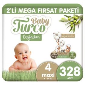 Baby Turco Doğadan No:4 Maxi 328 Adet Bebek Bezi