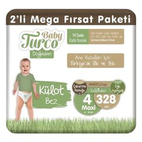 Baby Turco Doğadan No:4 Maxi 328 Adet Külot Bebek Bezi