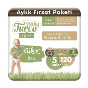Baby Turco Doğadan No:5 Junior 120 Adet Külot Bebek Bezi