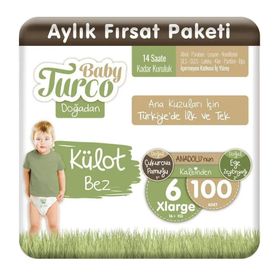Baby Turco Doğadan No:6 XLarge 100 Adet Külot Bebek Bezi