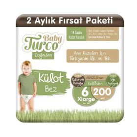 Baby Turco Doğadan No:6 Xlarge 200 Adet Külot Bebek Bezi