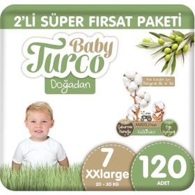 Baby Turco Doğadan No:7 XXLarge 120 Adet Bebek Bezi