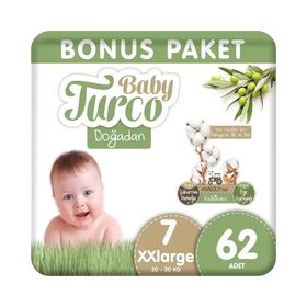 Baby Turco Doğadan No:7 XXLarge 124 Adet Bebek Bezi
