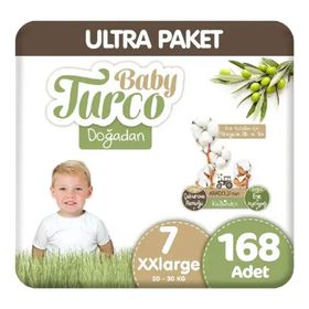 Baby Turco Doğadan No:7 XXLarge 168 Adet Bebek Bezi