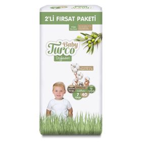 Baby Turco Doğadan No:7 XXLarge 40 Adet Bebek Bezi