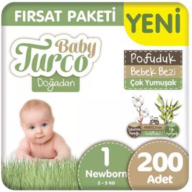 Baby Turco Doğadan Pofuduk No:1 Yenidoğan 200 Adet Bebek Bezi
