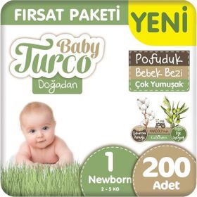 Baby Turco Doğadan Pofuduk No:1 Yenidoğan 200 Adet Bebek Bezi