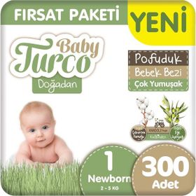 Baby Turco Doğadan Pofuduk No:1 Yenidoğan 300 Adet Bebek Bezi