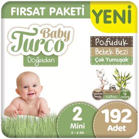 Baby Turco Doğadan Pofuduk No:2 Mini 192 Adet Bebek Bezi