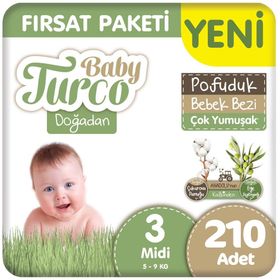 Baby Turco Doğadan Pofuduk No:3 Midi 210 Adet Bebek Bezi