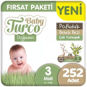 Baby Turco Doğadan Pofuduk No:3 Midi 252 Adet Bebek Bezi