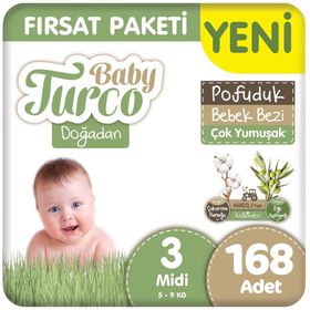 Baby Turco Doğadan Pofuduk No:3 Midi Bebek Bezi