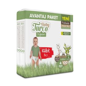 Baby Turco Doğadan Pofuduk No:4 Maxi 100 Adet Külot Bebek Bezi