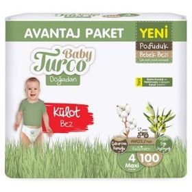 Baby Turco Doğadan Pofuduk No:4 Maxi 100 Adet Külot Bebek Bezi
