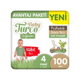 Baby Turco Doğadan Pofuduk No:4 Maxi 100 Adet Külot Bebek Bezi