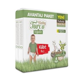 Baby Turco Doğadan Pofuduk No:4 Maxi 100 Adet Külot Bebek Bezi