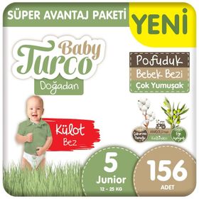 Baby Turco Doğadan Pofuduk No:5 Junior 156 Adet Külot Bebek Bezi