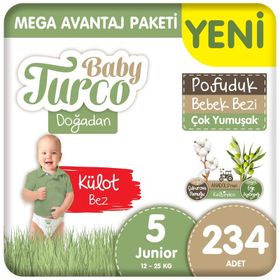 Baby Turco Doğadan Pofuduk No:5 Junior 234 Adet Külot Bebek Bezi