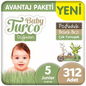 Baby Turco Doğadan Pofuduk No:5 Junior 312 Adet Bebek Bezi