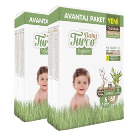 Baby Turco Doğadan Pofuduk No:6 Xlarge 124 Adet Bebek Bezi