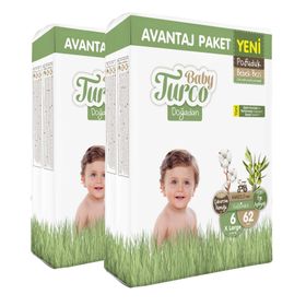 Baby Turco Doğadan Pofuduk No:6 Xlarge 124 Adet Bebek Bezi