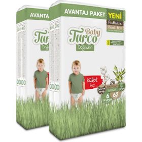 Baby Turco Doğadan Pofuduk No:6 XLarge 124 Adet Külot Bebek Bezi