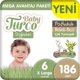 Baby Turco Doğadan Pofuduk No:6 Xlarge 186 Adet Bebek Bezi
